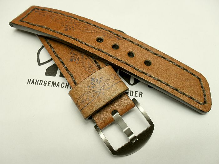 22011 - 22mm Uhrenband "Rindleder hellbraun bedruckt"