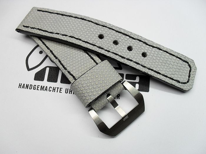24008 - 24mm Uhrenband "Echsenprägung hellgrau"